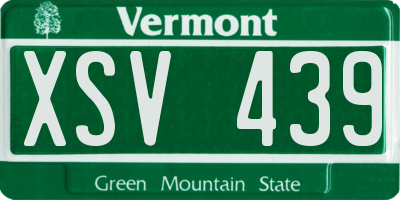 VT license plate XSV439