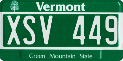 VT license plate XSV449