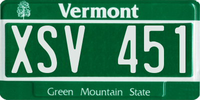 VT license plate XSV451