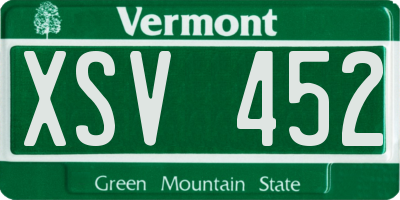 VT license plate XSV452