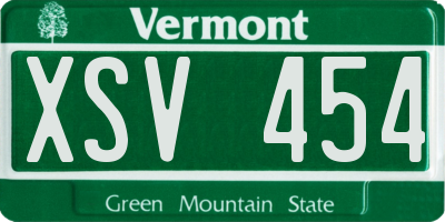 VT license plate XSV454