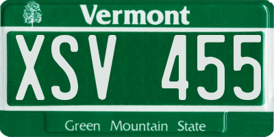 VT license plate XSV455