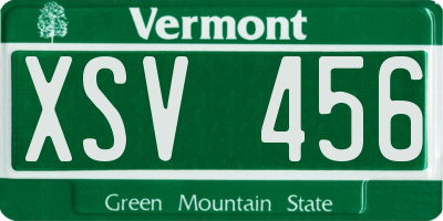 VT license plate XSV456