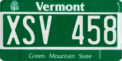 VT license plate XSV458
