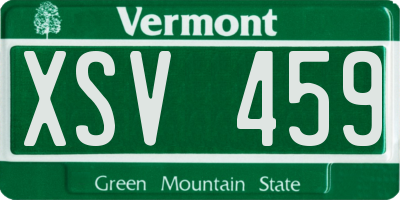 VT license plate XSV459