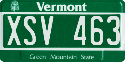VT license plate XSV463