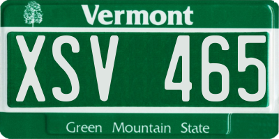 VT license plate XSV465