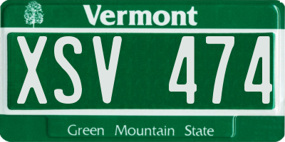 VT license plate XSV474