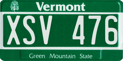 VT license plate XSV476