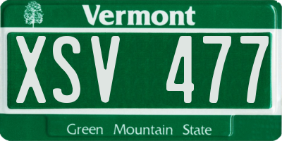 VT license plate XSV477