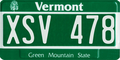 VT license plate XSV478