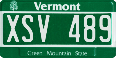 VT license plate XSV489