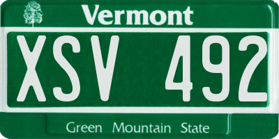 VT license plate XSV492
