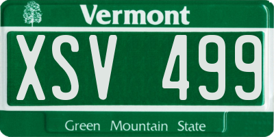 VT license plate XSV499