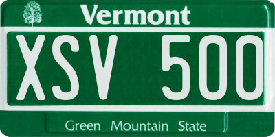 VT license plate XSV500