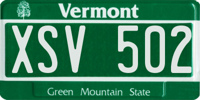 VT license plate XSV502