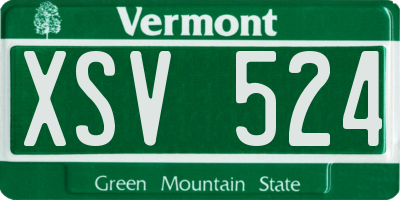 VT license plate XSV524