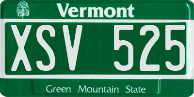 VT license plate XSV525