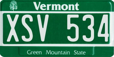 VT license plate XSV534