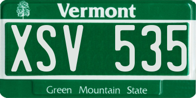 VT license plate XSV535
