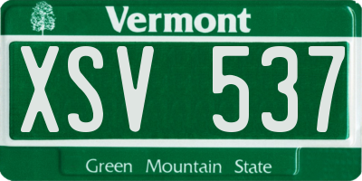 VT license plate XSV537