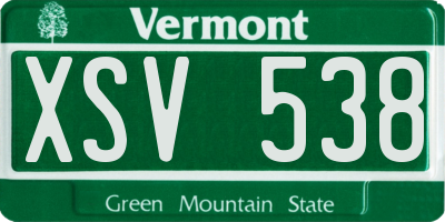 VT license plate XSV538