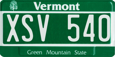 VT license plate XSV540