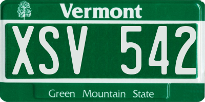VT license plate XSV542