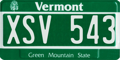 VT license plate XSV543