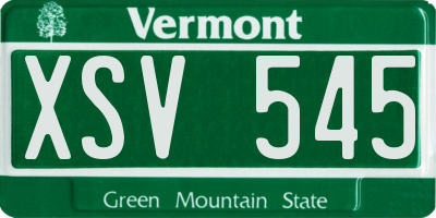 VT license plate XSV545