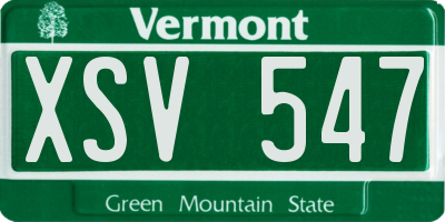 VT license plate XSV547
