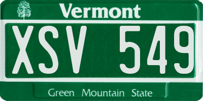 VT license plate XSV549