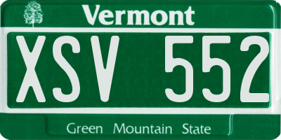 VT license plate XSV552