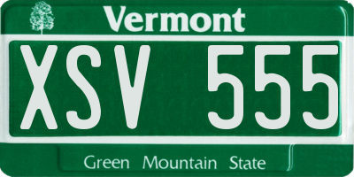 VT license plate XSV555