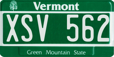 VT license plate XSV562