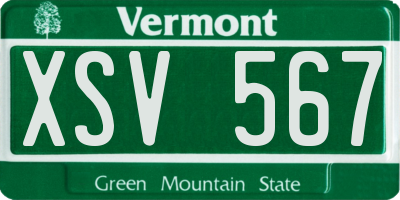 VT license plate XSV567