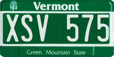 VT license plate XSV575
