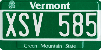 VT license plate XSV585