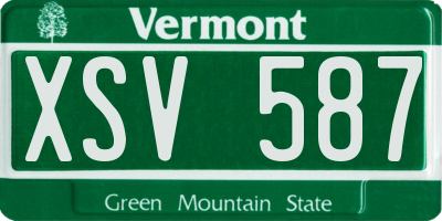 VT license plate XSV587