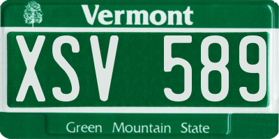 VT license plate XSV589