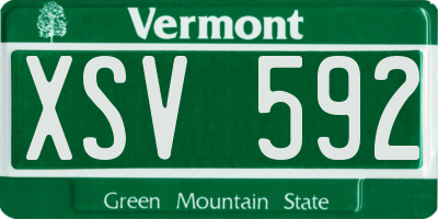 VT license plate XSV592