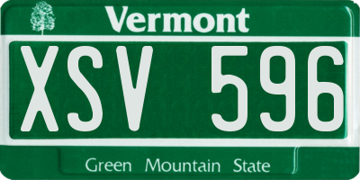 VT license plate XSV596