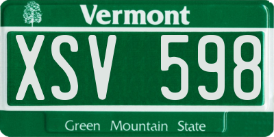 VT license plate XSV598