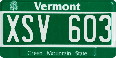 VT license plate XSV603