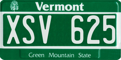 VT license plate XSV625