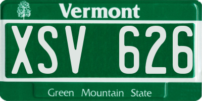 VT license plate XSV626