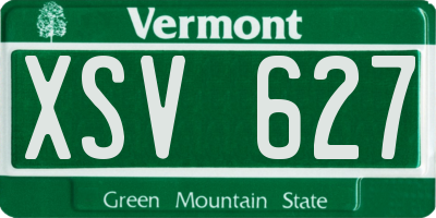 VT license plate XSV627