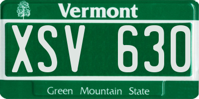 VT license plate XSV630