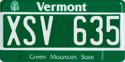 VT license plate XSV635