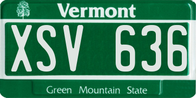VT license plate XSV636